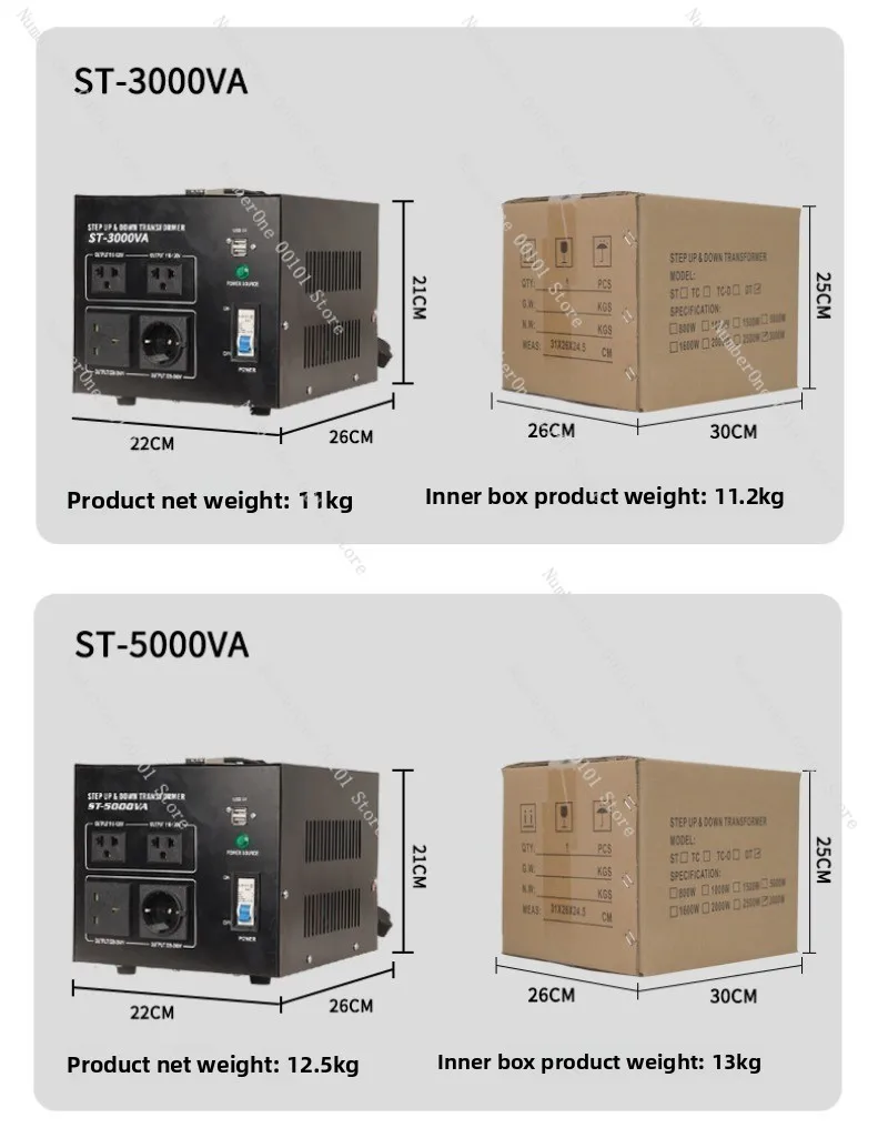 Step-Down Transformer ST-1000VA with USB Port 220V to 110V Converter Transformer