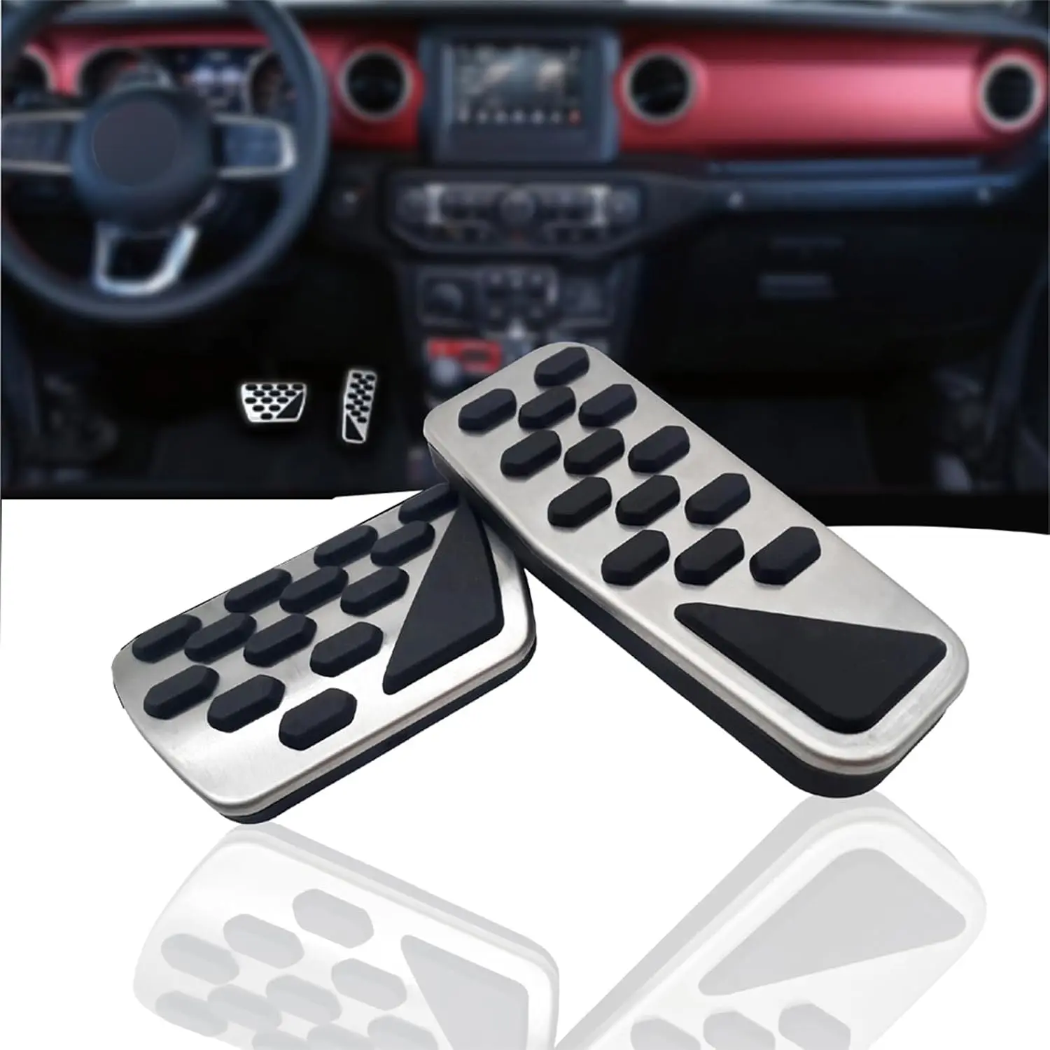Non-Slip Foot Pedal Pads For Wrangler JL 2018-up Auto No Drilling Aluminum Brake and Accelerator Pedal Covers