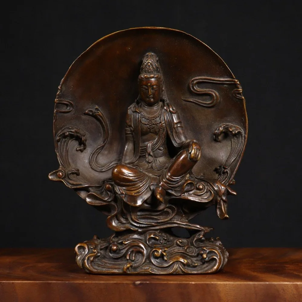 Backlit Guanyin of Compassion and Water-Moon Guanyin Figurine—Perfect for Display in The Living Room or Buddhist Altar Gift