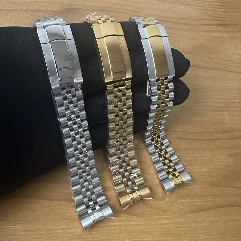 

Совместим со стальным ремешком Rolex Datejust Datejust Oyster Perpetual, мужской браслет из нержавеющей стали с твердыми изогнутыми звеньями 20 мм 21 мм