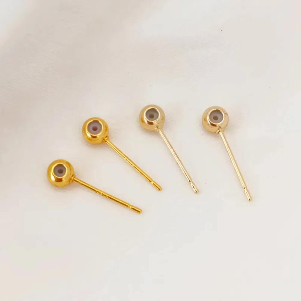 14K Gold-coated Rubber Beads S925 Earneedle Bracelet, Necklace, Earrings, Adjustable Silicone 4mm DIY Handmade Jewelry