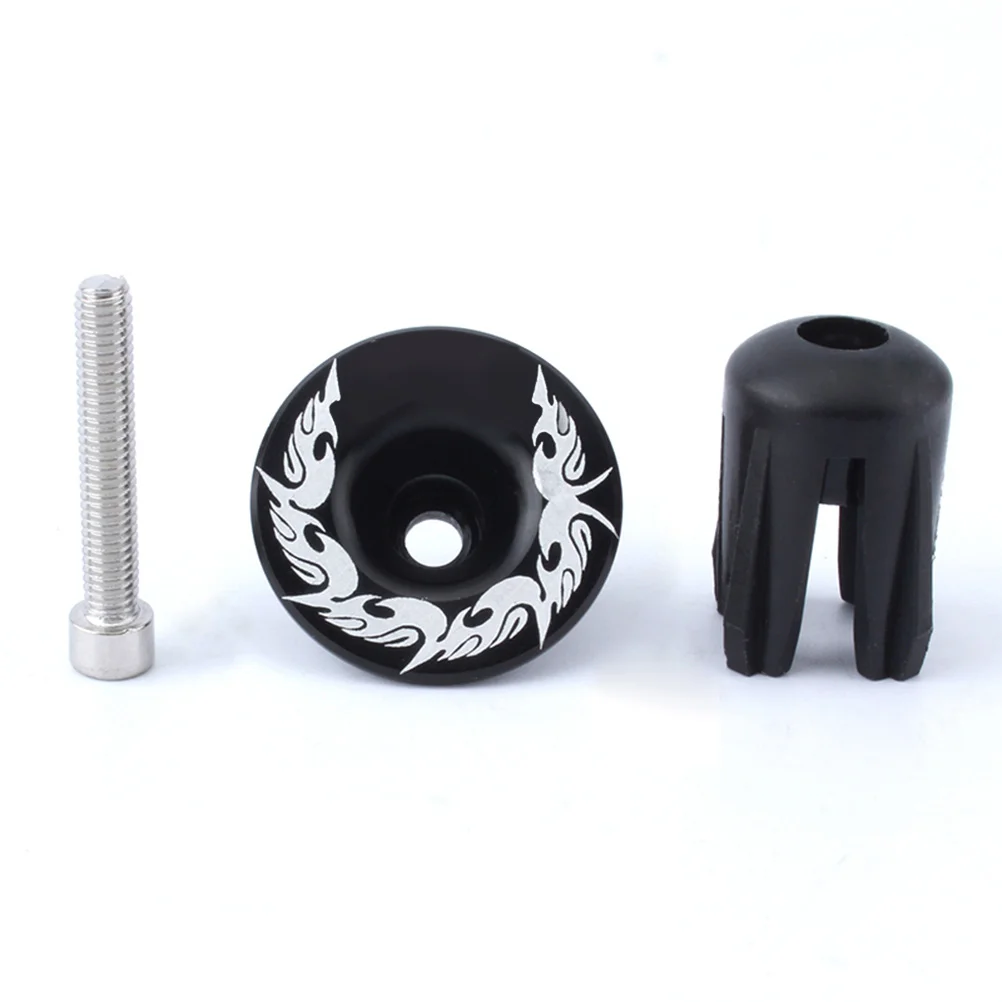 

Pair of Bike Handlebar End Plugs Aluminum Alloy Bar End Caps for Mountain Bike Road Bike Bike(Black)