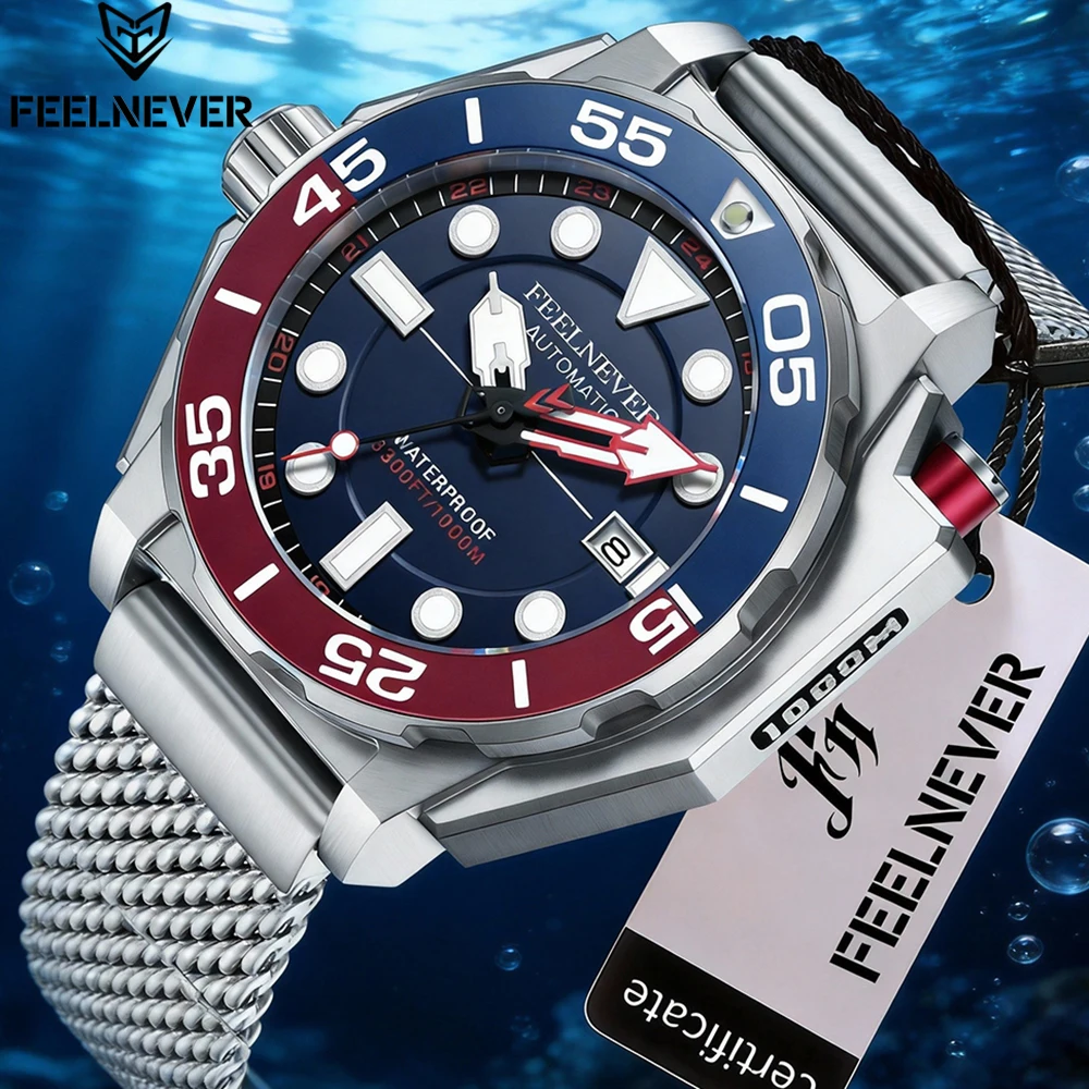 FeelNever New Top marca Homens Relógio de Luxo 1000m À Prova D' Água BGW9 Super luminoso relogios masculinos Relógios Mecânicos Automáticos