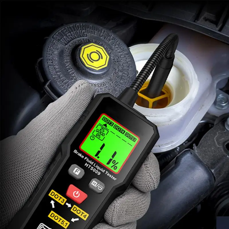 Digital Brake Fluid Tester Auto Car Brake Oil Moisture Detector DOT3/DOT4/DOT5.1 with Backlight Flexible Probe Brake Oil Tester