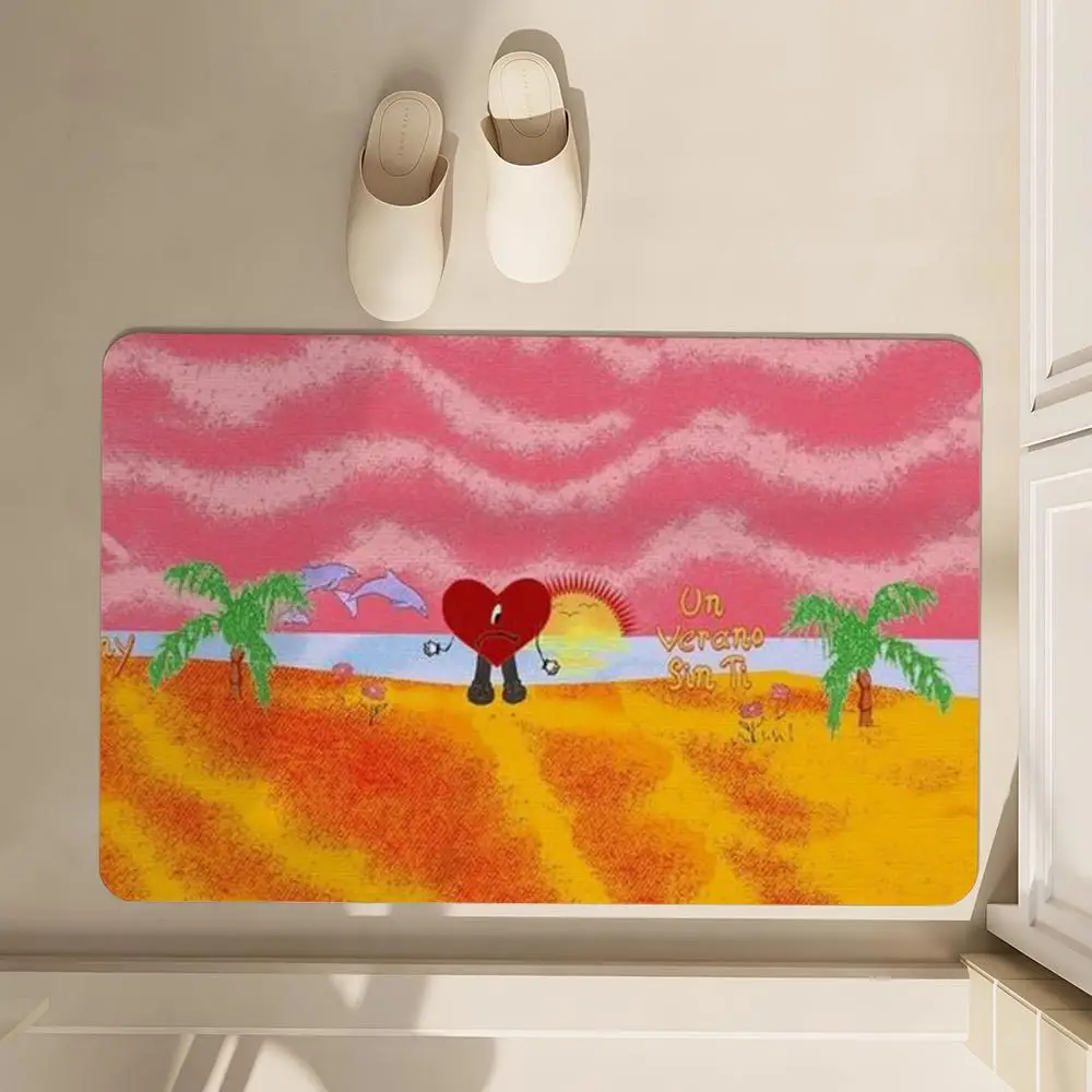 

Singer Bad Bunny Floor Mat Soft Diatom Bathroom Absorbent Floor Mat, Toilet Of The Bathroom, Household Floor Mat, Door Mat Carpe