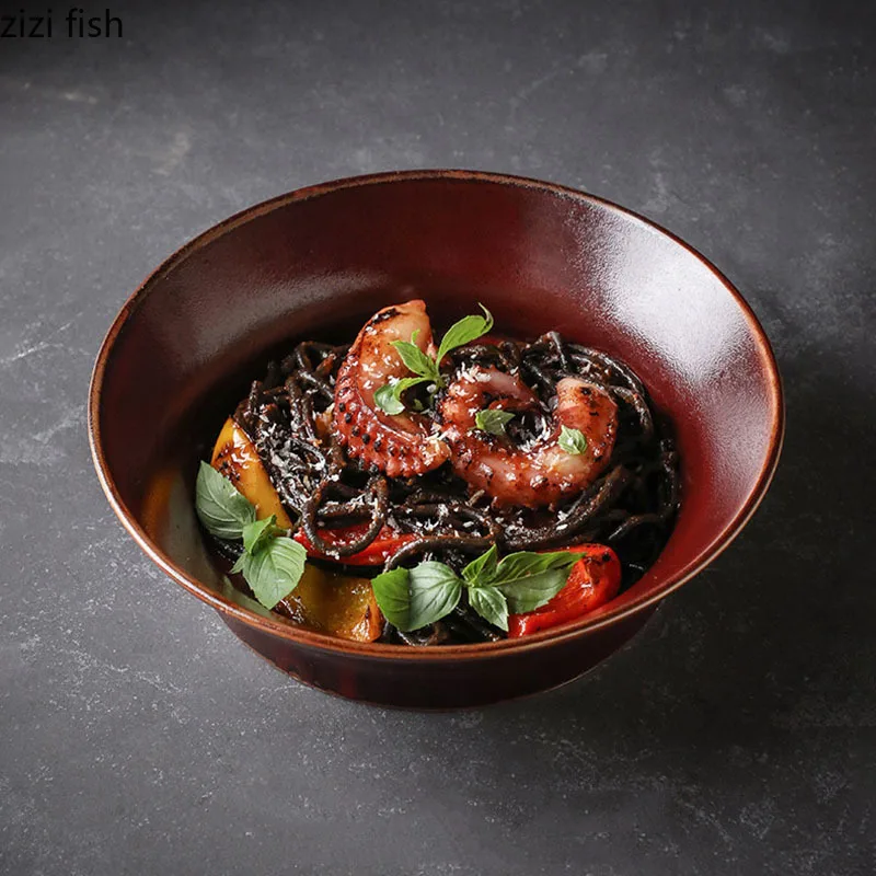 

Kiln Changes Porcelain Bowl Creative Thick Soup Bowl Ramen Bowl Salad Pasta Bowls Serving Bowls Molecular Cuisine Tableware