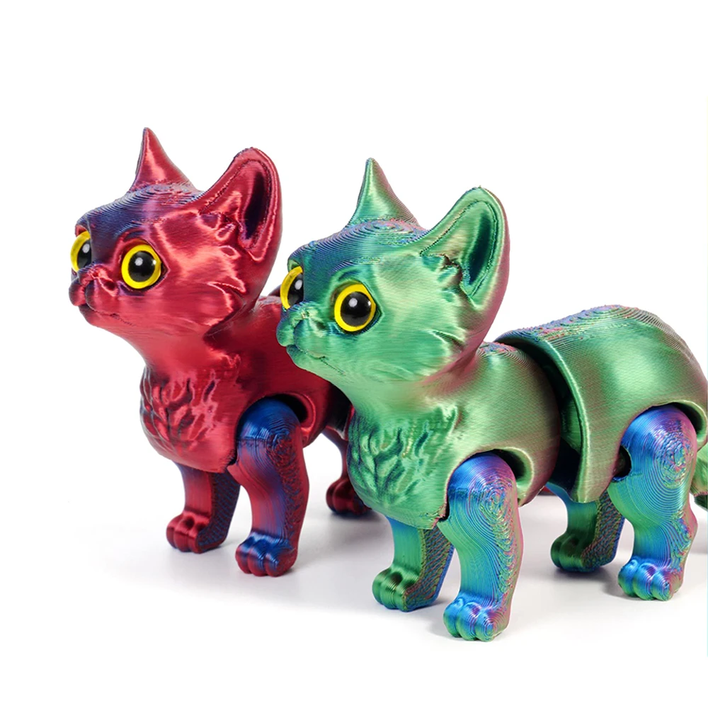 3D Printed Toys Animals Cats Figures Model Multi-joint Movable Ornament Decorative Desktop Creativity Novelty Kids Gifts Toy