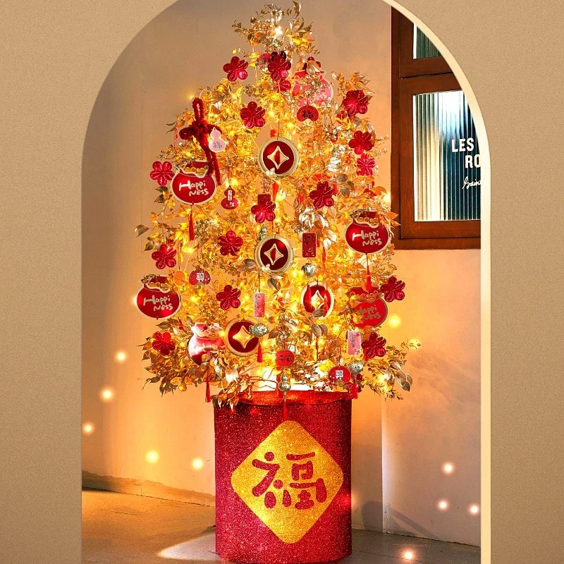 New Year decorative light tree blessing bucket New Year's Day living room pile up a snake Spring Festival New Year gift