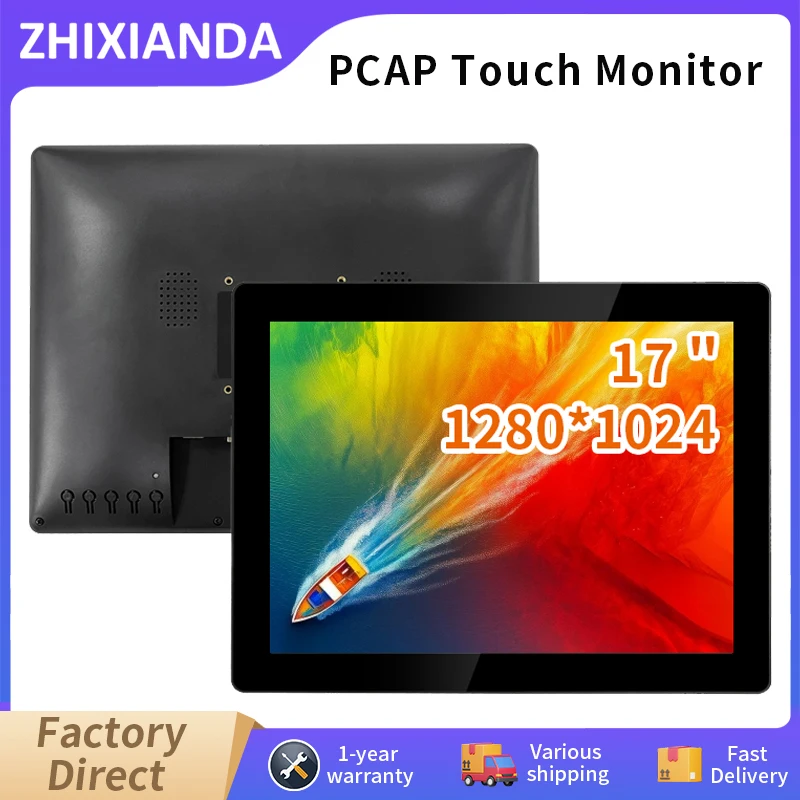 17 Inch 1280*1024 Capacitive Touch Screen POS Monitor Industrial Plastic Shell LCD Display With HDMI VGA USB Interface