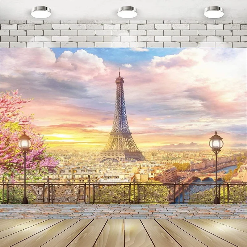 Eiffel Tower Backdrop Paris Theme Wedding Happy Birthday Party Photography Backdrop Background Banner Decoration Baby Shower