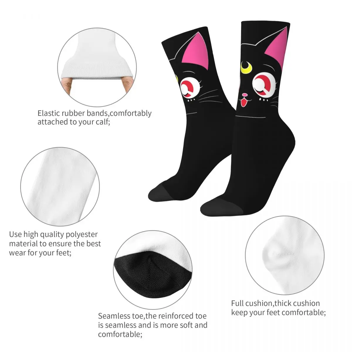 Anime Sailors Moons Socks Men's Women's Polyester Casual Socks Harajuku Spring Summer Autumn Winter Socks Gift