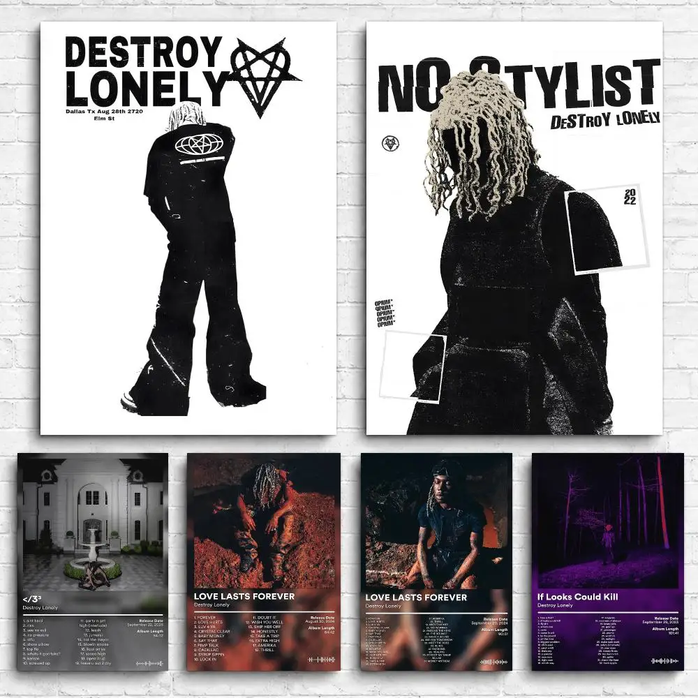 Rapper Album Destroy L-Lonely Framed Wall Painting Canvas Poster Ready to Hang Wall Art for Bedroom Living Room Home Decor Gift