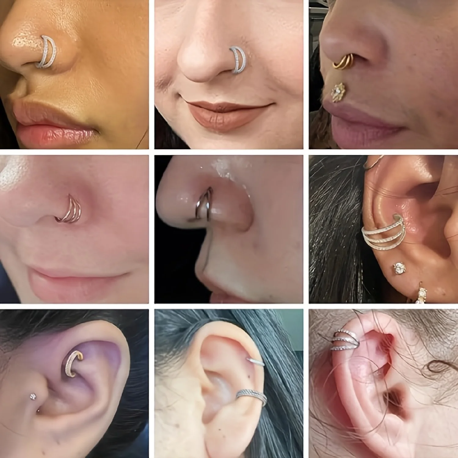 1PC Elegant Fashionable Double-Layer Design 316L Stainless Steel Nose Bridge Ring, Cartilage & Lip Helix Piercing Jewelry