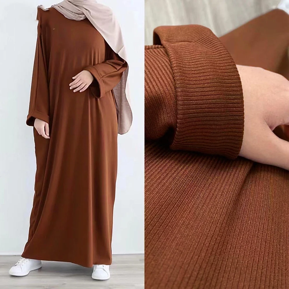 

Wepbel Casual Women Islamic Clothing Robe Muslim Dress Solid Color Casual Loose Kaftan Abaya Long Sleeve Fashion Caftan Abaya