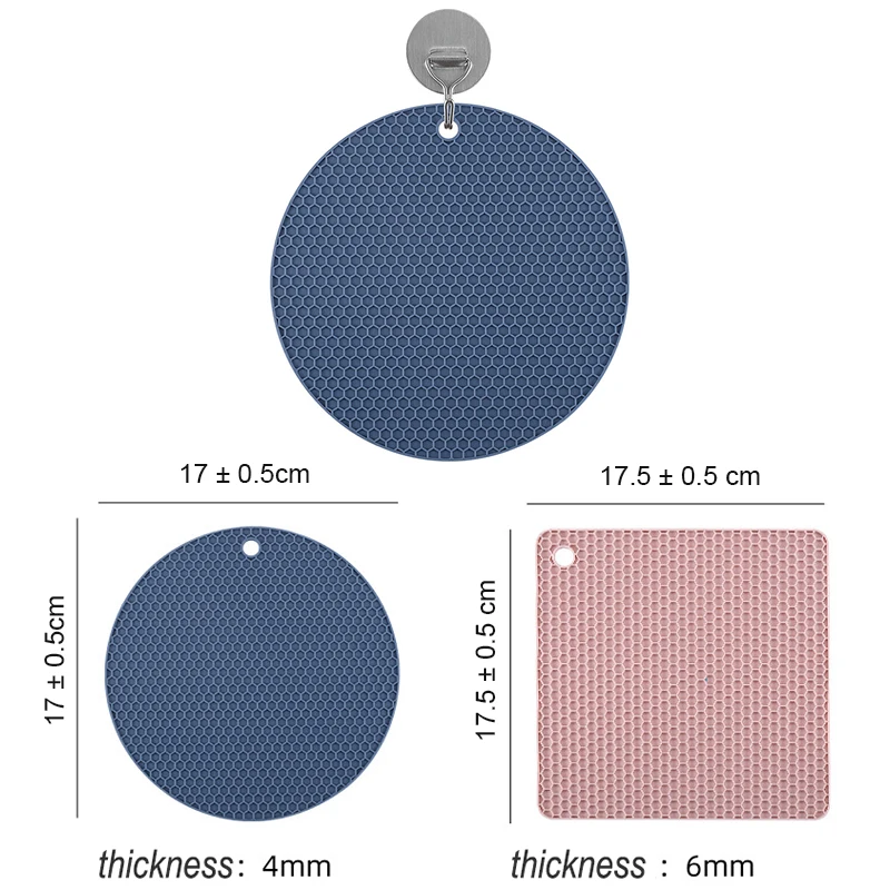 Kitchen Silicone Pot Mat Heat-Resistant Placemat Non-slip Table Mat Honeycomb Pad Leakproof Coaster Tableware Drying Pot Mat