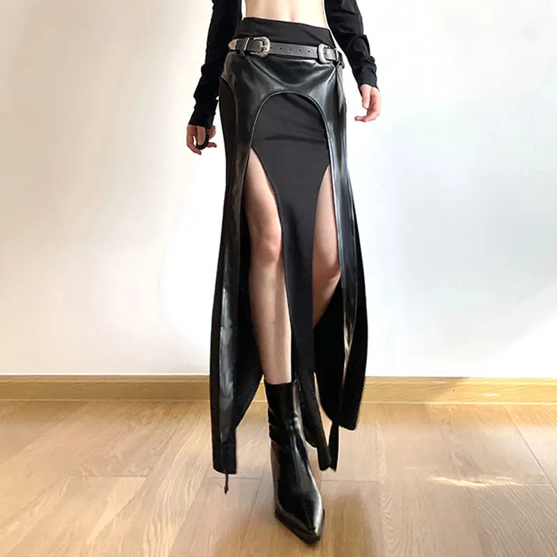 Personalized Slit Skirt Niche Popular Street Royal Ins Cool Style Draping Long Skirt Ribbons