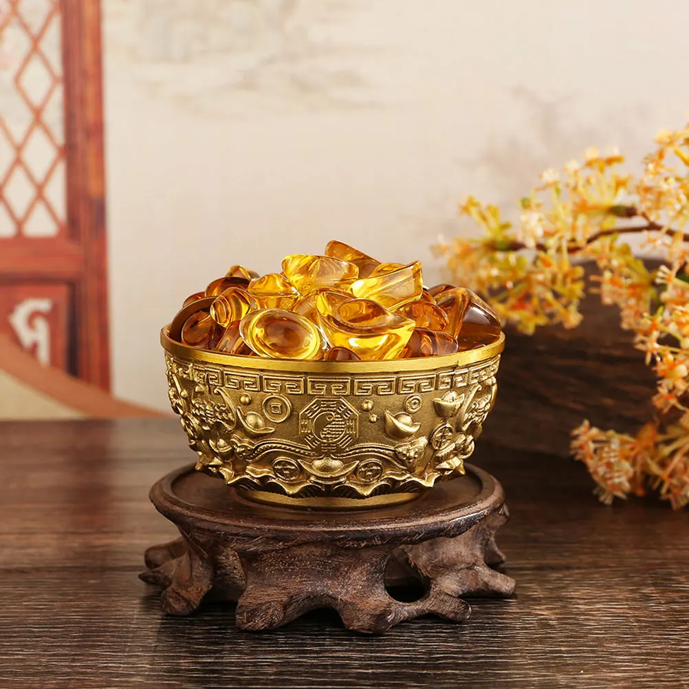 

Brass Treasure Basin 8cm Small Cornucopia Golden Wealth Fortune Desktop Home Decoration Chinese Style Garden Art
