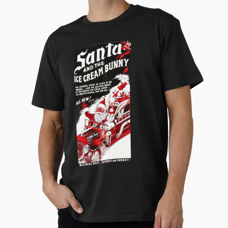 

Santa and the Ice Cream Bunny Funny Christmas gifts Gift t shirt for man 100% cotton printed Tee All size top S-6XL