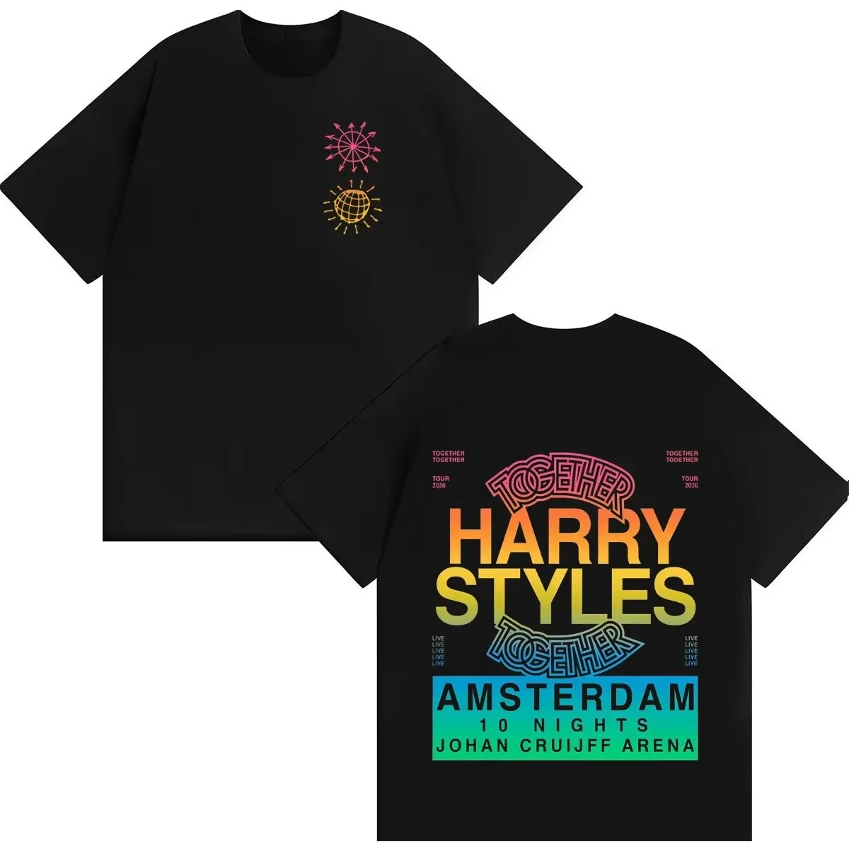 Harry Styles AMSTERDAM Tour Shirt 2026 Summer New 100%cotton High Quality Men‘s Women's Oversize Y2k Fashion O-neck Tshirt