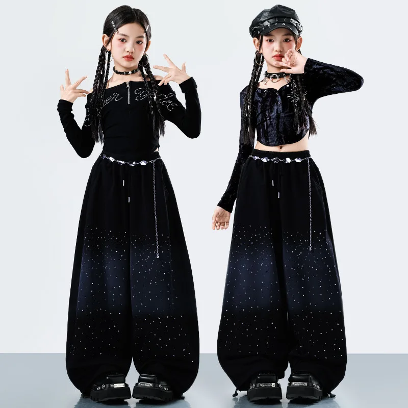 

Модный костюм для джазовых танцев для девочек, комплект для уличных танцев, новогоднее детское выступление