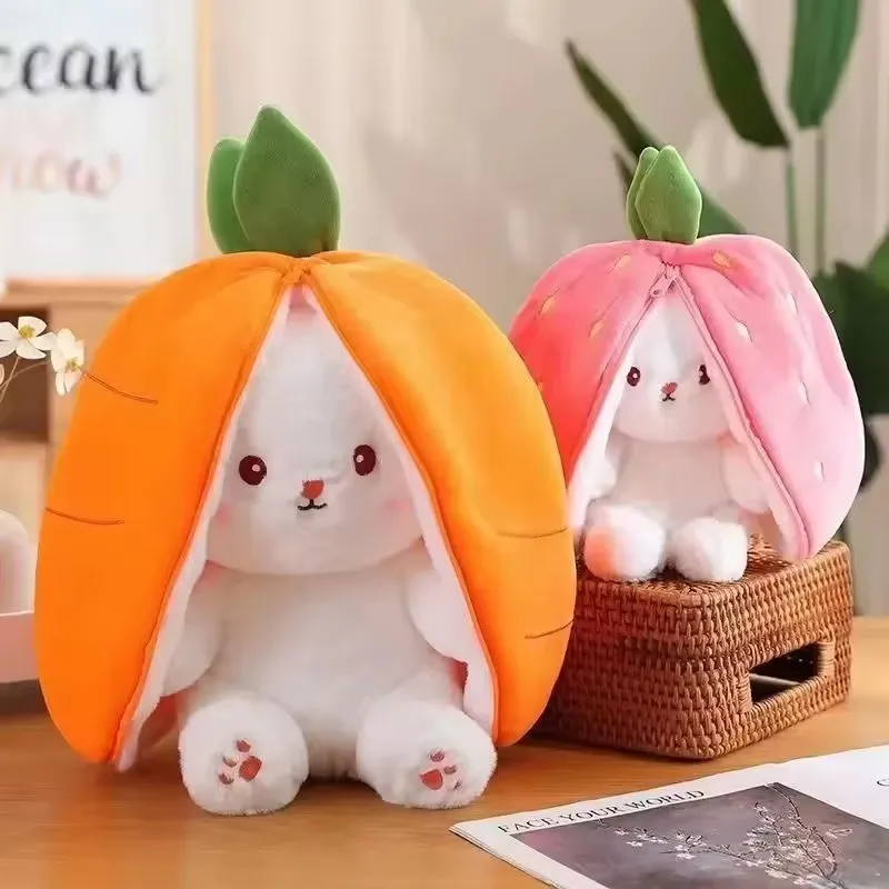 

Kawaii Fruit Bunny Plush Toy Cute Carrot Strawberry Turn Into Rabbit Plush Toy Kids Birthday Christmas Gift Peluches