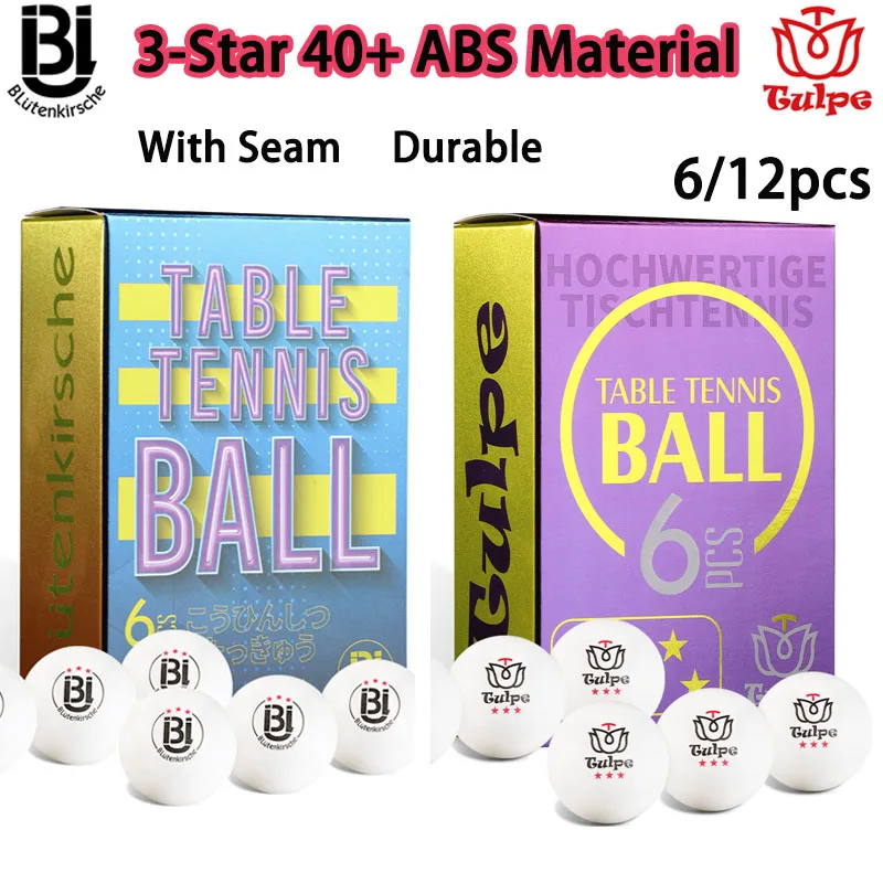 

Japanese BLütenkirsche/TULPE Table Tennis Balls 3-Star 40+ ABS Material with Seam Durable Training & Competition Ping Pong Balls