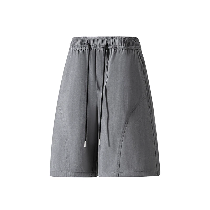 Y2K American Vintage Men's Diagonal Cut Patchwork Shorts 2026 Summer New Thin Ice Silk Cool Loose Sports Five-Point Pants