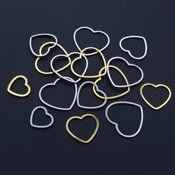 20pcs Heart Charm Gold Stainless Steel Pendant Open Bezels Hollow Pressed Resin Frame Mold Bezel DIY Jewelry Making