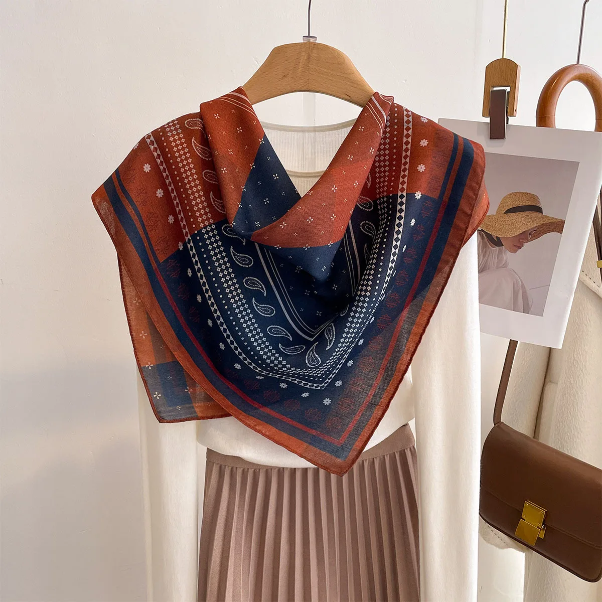 

Female Hair Bands Ribbon Square Silk Scarf Hijab Luxury Handkerchief Shawl Neckerchief Headscarf Foulards Femme Bandana Wraps