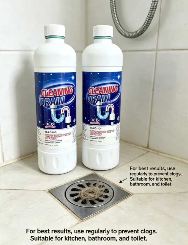 Fast‑Acting Foam Drain Clog Remover, Odor Eliminator, Safe for Pipes, Septic & Garbage Disposal, Shower Sink Cleaner, 1 Liter