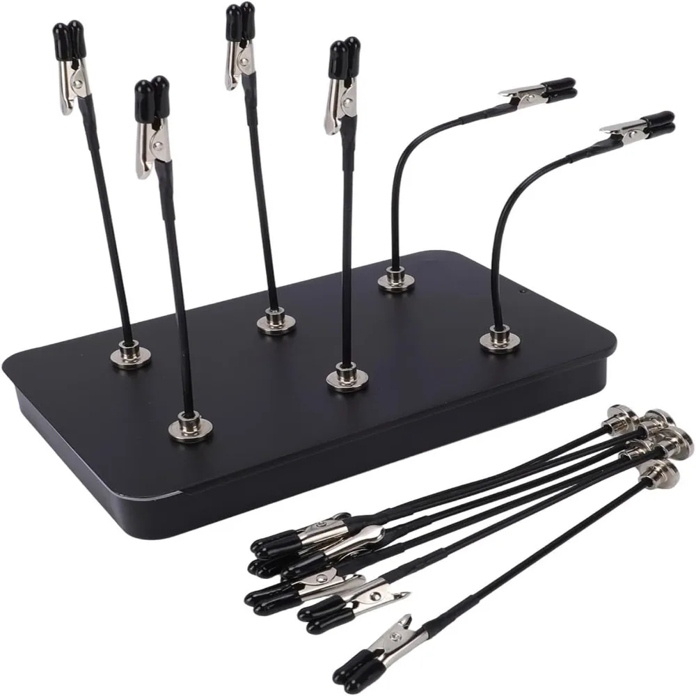 12pcs Flexible Clips Helping Hands 0.47in Opening Magnetic Bendable Soldering Station Steel Box Alligator Clip Sticks
