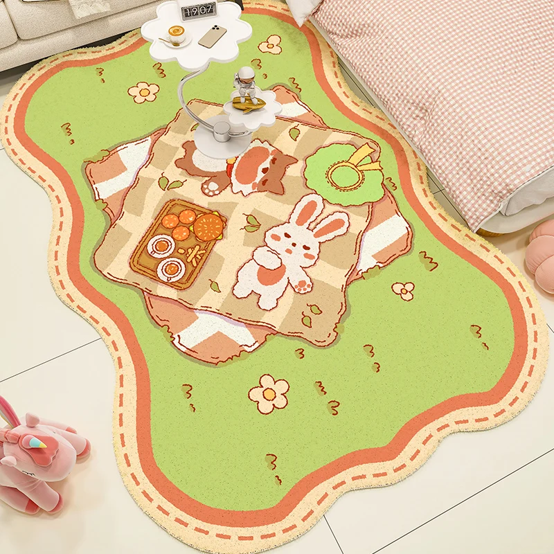 

Cute Cartoon Rugs for Bedroom Irregular Bedside Floor Mat Fluffy Soft Living Room Decoration Plush Carpet Thickend Anti-slip Rug