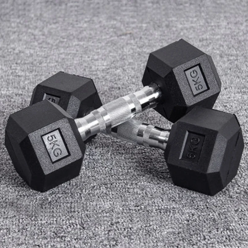 Hexagonal Fixed Dumbbells Men\'s Fitness Equipment Home Ladies Rubber Dumbbells