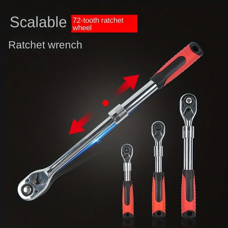 1pc 1/4.3/8.1/2 Telescopic Head Ratchet Wrench 72-tooth Tg-1Aluminum Alloy Telescopic Head Ratchet Wrench, Automatic QuickReleas