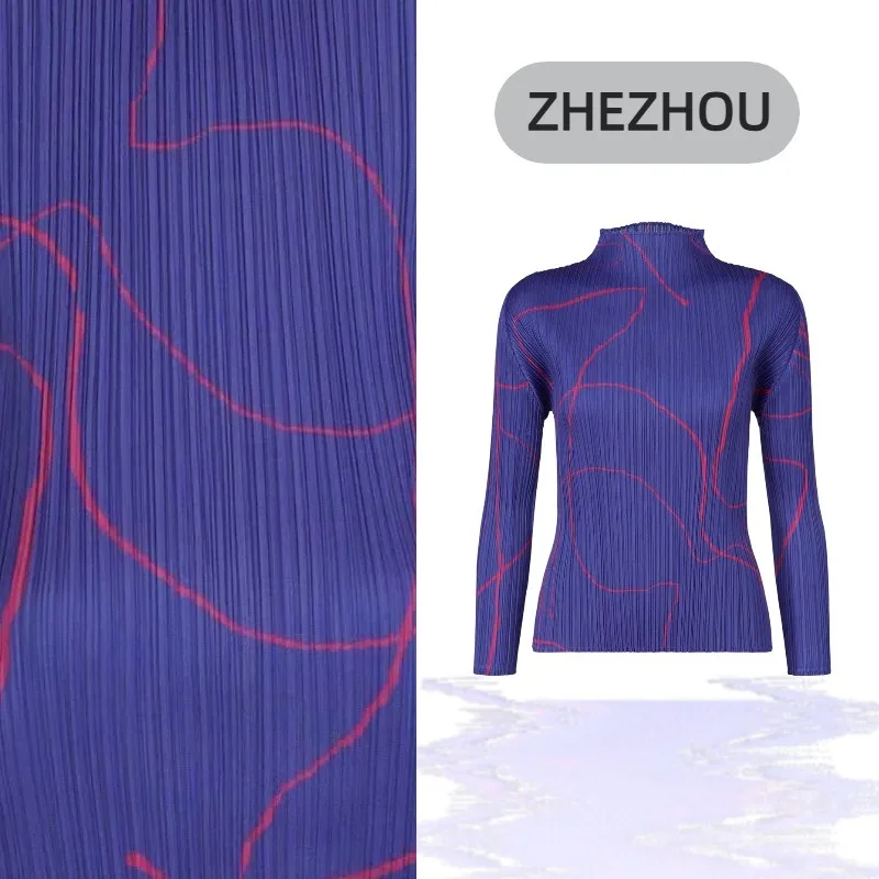 Koszulka plisowana Miyake 2025 Artystyczne Paski Koszulka z długim rękawem Plisse Moda Damska Projekt Plisowana Bluzka Nowa Jesienna Odzież