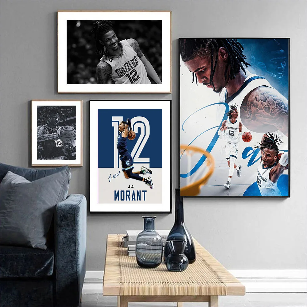 Pósteres de Ja Morants, jugador de baloncesto, lienzo impreso, decoración del hogar, pintura de pared, imagen para decoración de habitación de niño, 1 ud.