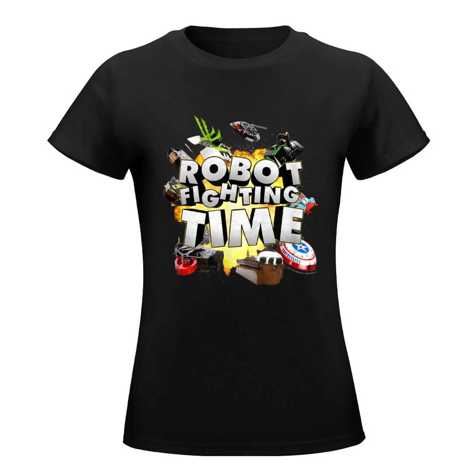 BattleBots Group Photo Explosion Robot Fighting Time T-Shirt cute clothes sublime plus size tops Women's cotton t-shirt