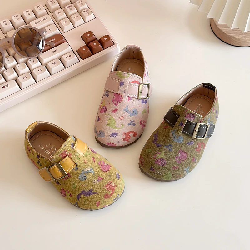 Korean Children's Shoes Spring Autumn New Kids Fashion Retro Buckle Casual Leather Shoes for Boys Britain Style Moccasin Shoes