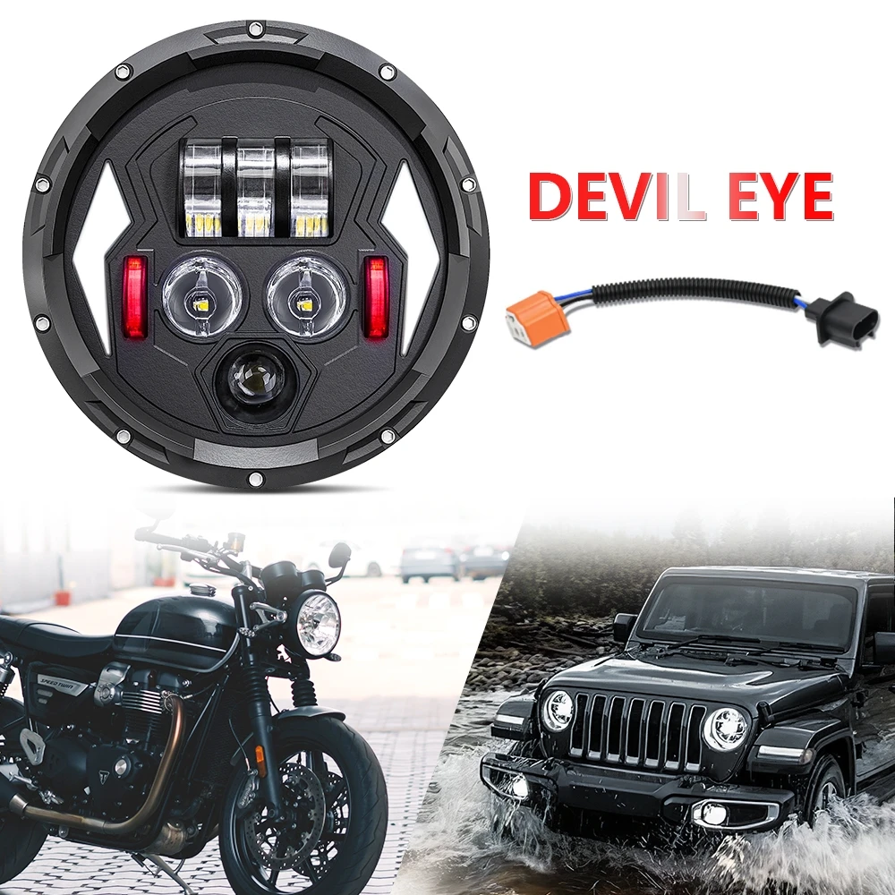 1/2PCS 7 Inch Round LED Headlight Auto Lights H4 Hi/Low Beam For Yamaha Harley Jeep Lada Car Accessories Motorcycle Headlamp