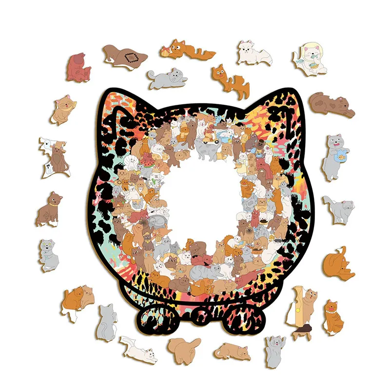 

135 шт. деревянные головоломки в форме кошки, нерегулярные кусочки головоломок, игры на день рождения, рождественские подарки для любителей кошек, украшения для дома