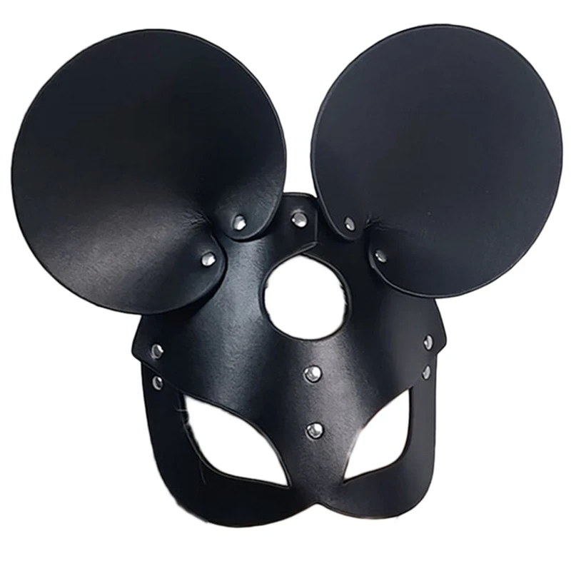 PU Leather Face Mask Masquerade Party Hooded Blindfold Halloween Easter Party Costume Accessories