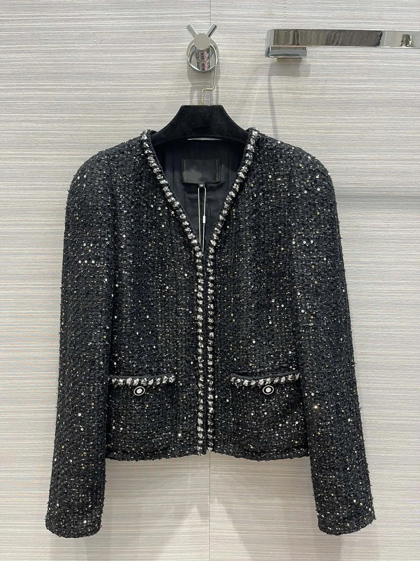 

2023 Spring Autumn Brand New Designer Women's Quality V-neck Tweed Jackets Coat C790