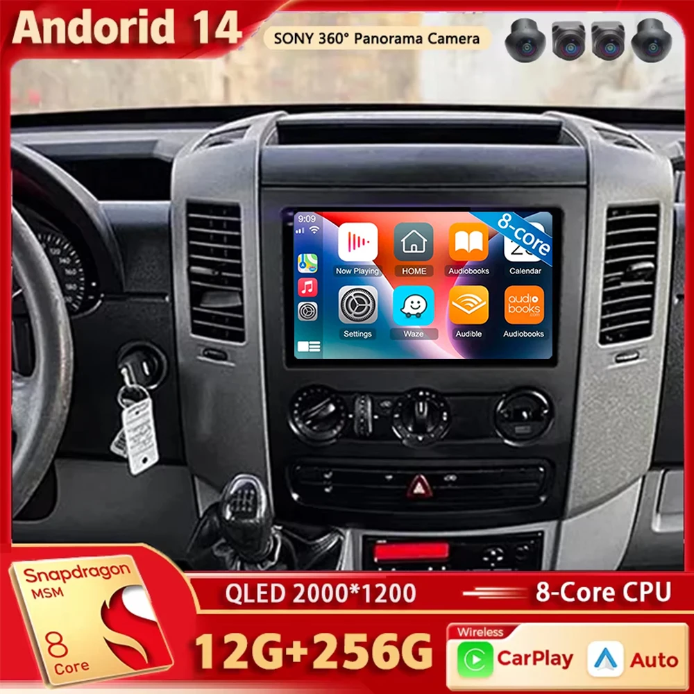 Android 15 para Benz Sprinter Volkswagen Crafter 2006 - 2016 2K QLED Android Radio de coche reproductor de vídeo Multimedia GPS estéreo CarPlay