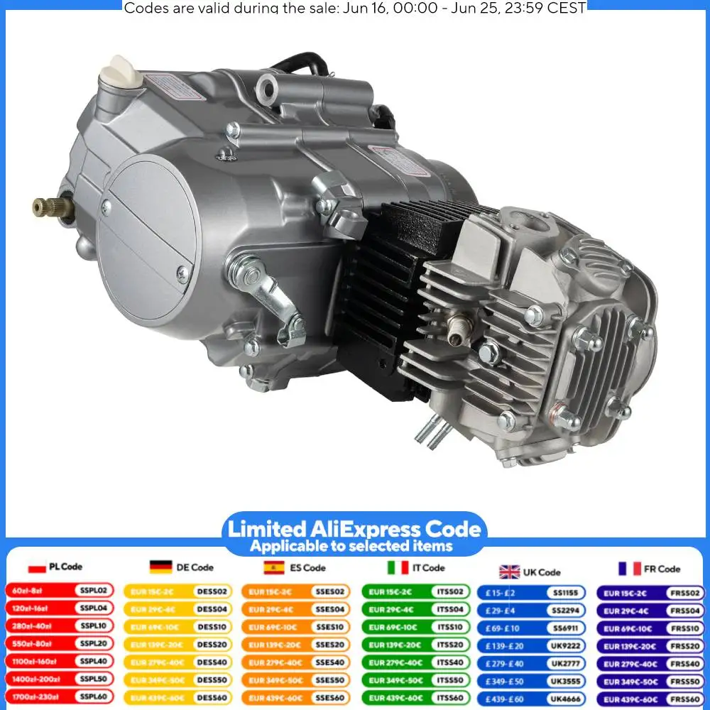 

125cc 4-Stroke Engine & Motorcycle Power Unit - 7.5HP High Torque, Air-Cooled, 4-Speed Manual Clutch for Go-Karts & ATVs