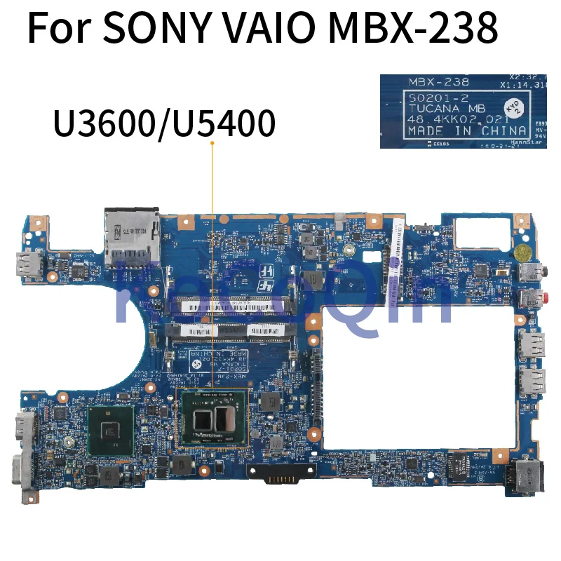 

S0201-2 For SONY VAIO MBX-238 Notebook Mainboard A1818075A CPU U3600/U5400 DDR3 Laptop Motherboard Tested