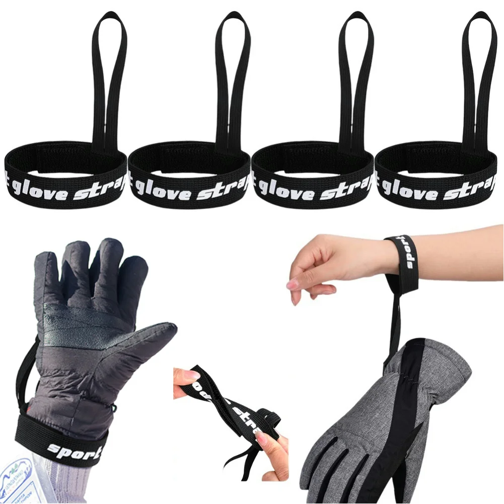 4PCS Skiing Sport Glove Straps Elastic Wrist Glove Strap Handcuffs Glove Strap for Ski Snowboarding Mountaineering Accessories