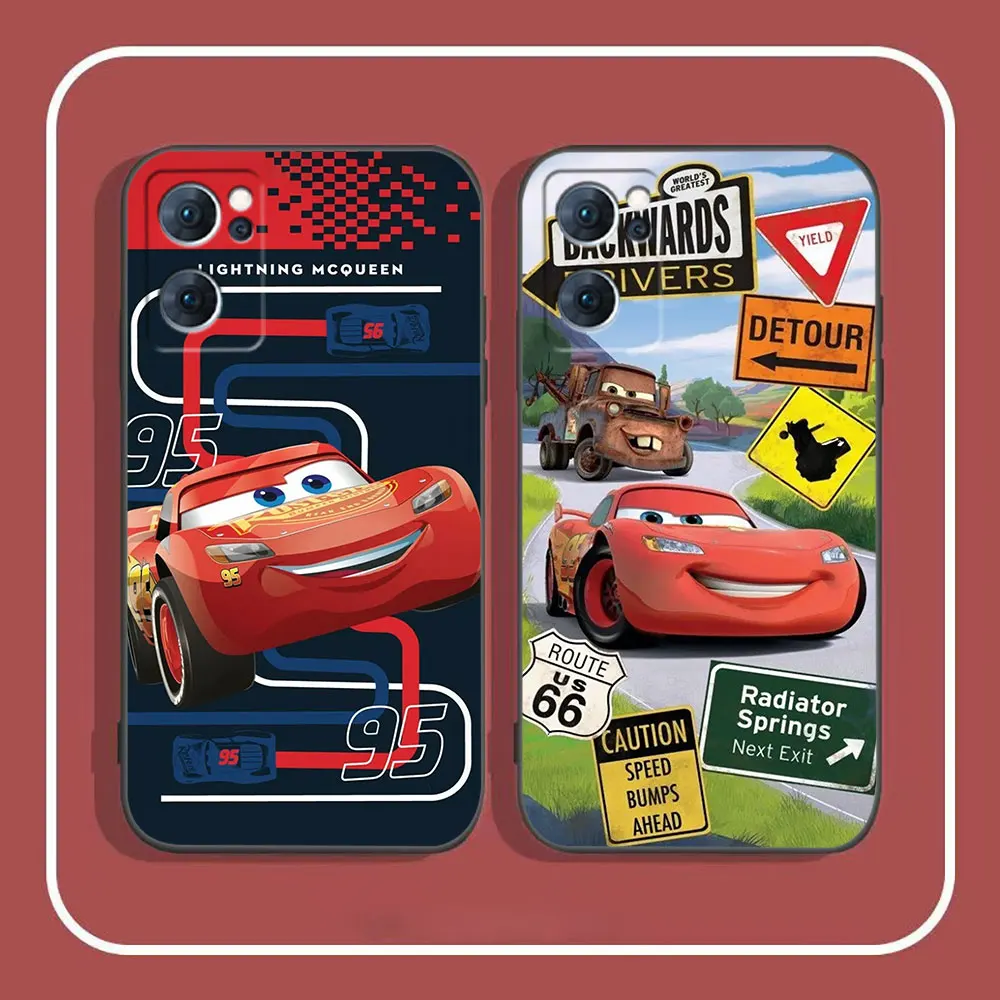 Disney Cars Lightning McQueen Phone Case For OPPO Reno 10 8 8T 7 7Z 6 5 5F 4 Find X5 X3 X2 Pro Plus Lite 4G 5G Black Soft Cover