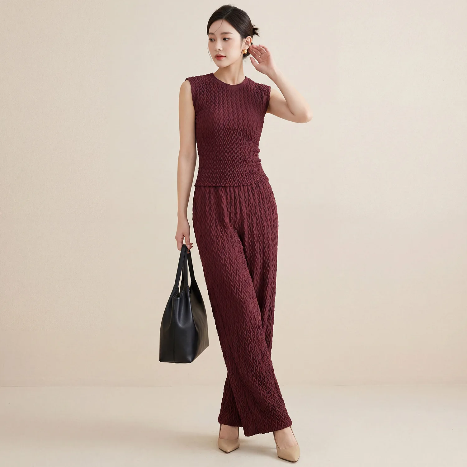 Miyake Folds 2026 New Spring Fashion Women's Suit This Year Cardigan Jacket Commuter Straight Pants Texture Two-piece Set Pleat