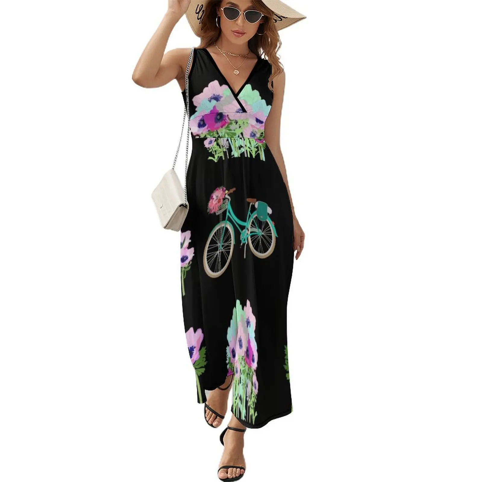 Spring flowers and bicycle Sleeveless Dress elegant dress Women's summer dresses