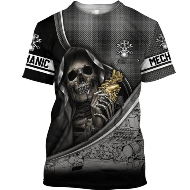 Vintage Mechanic Graphics T Shirts Summer Fashion Short Sleeve O Neck 3D Printed Mens T-shirts Casual Oversized Sports Tees Tops image 2
